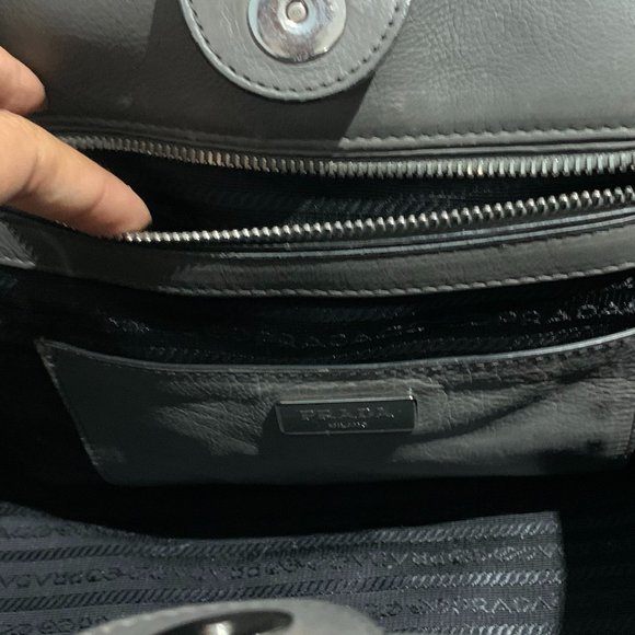 Prada Twin Pocket Glace Calf Tote - Grey - Picture 11 of 12